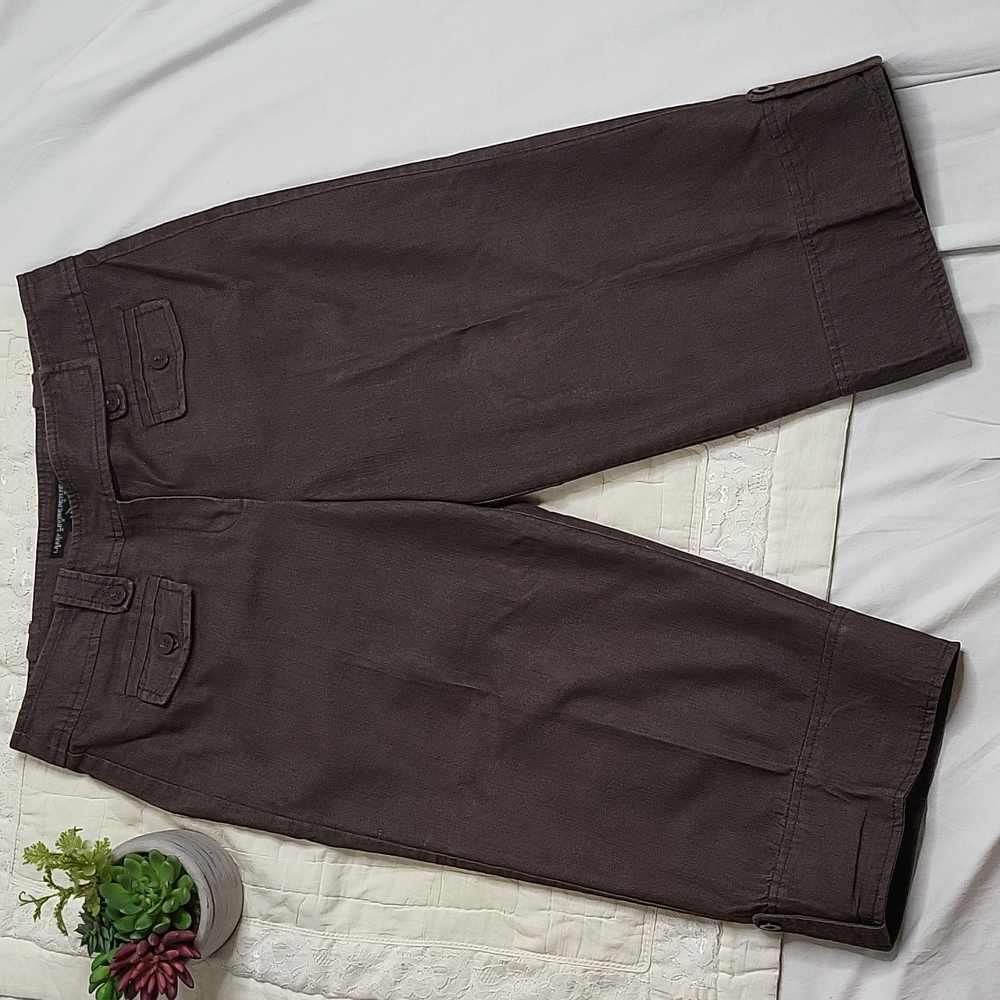 Larry & Levine petite stretch work capris cullottes sz 8p